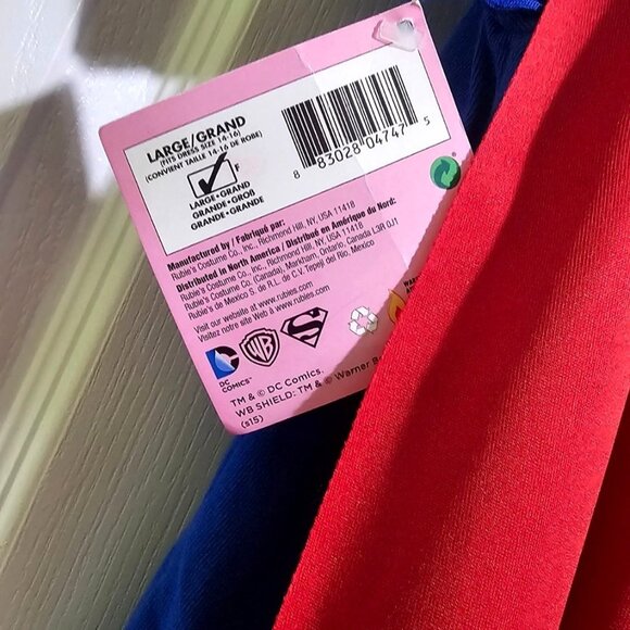 Womens Supergirl Top T-Shirt Cape DC Comics Costume Cosplay Justice League LARGE - Picture 5 of 6